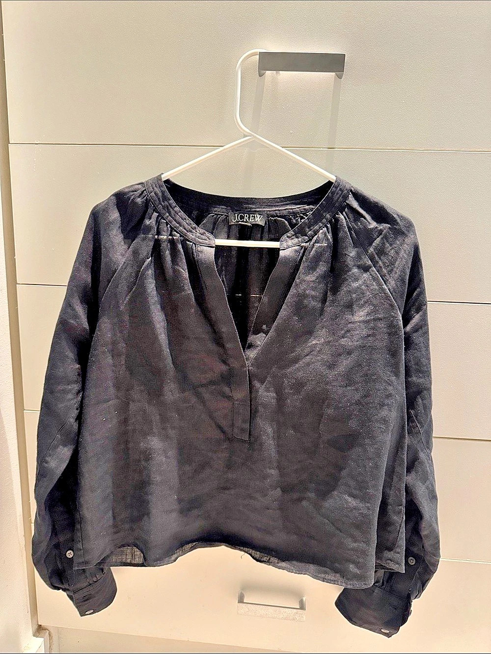 J.Crew Linen Gathered Neck Blouse Size XS